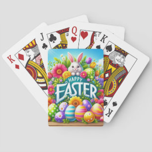 Cute spring/Easter bunny with egg Playing Cards