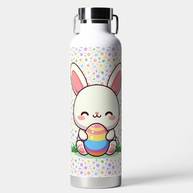Cute spring/Easter bunny with egg Water Bottle (Front)