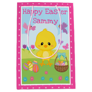 Cute Spring Easter Chick & Chocolate Eggs Easter Medium Gift Bag