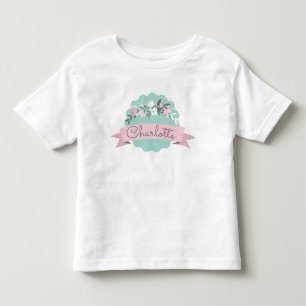 Cute Spring Easter Floral Pink Ribbon Personalized Toddler T-shirt
