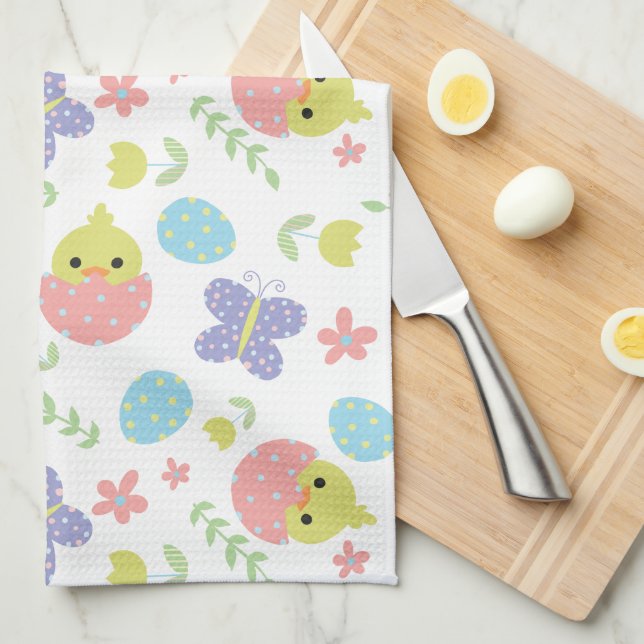 Cute Spring Easter Pastel Colourful Kawaii  Kitchen Towel (Quarter Fold)