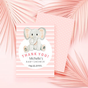 Cute Spring Elephant Watercolor Illustration Thank You Card