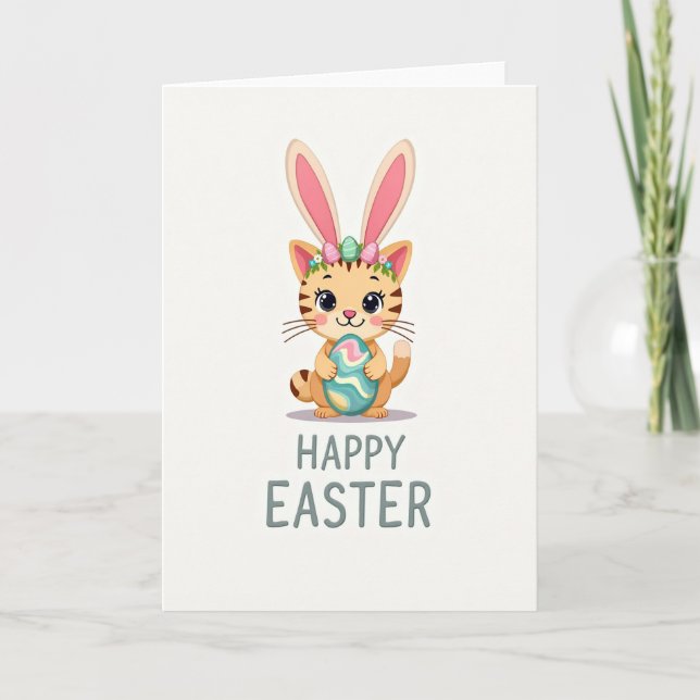 Cute Spring Feline Celebration Card (Front)