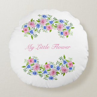 Cute spring floral pattern round pillow