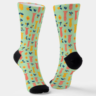 Cute Spring Flower and Tie Pattern Socks