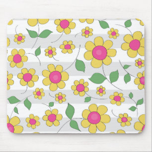 Cute spring flowers kids drawing mouse pad