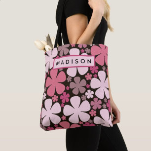 Cute Spring Flowers Patterns Name custom  Tote Bag