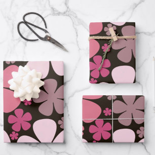 Cute spring flowers patterns wrapping paper sheet