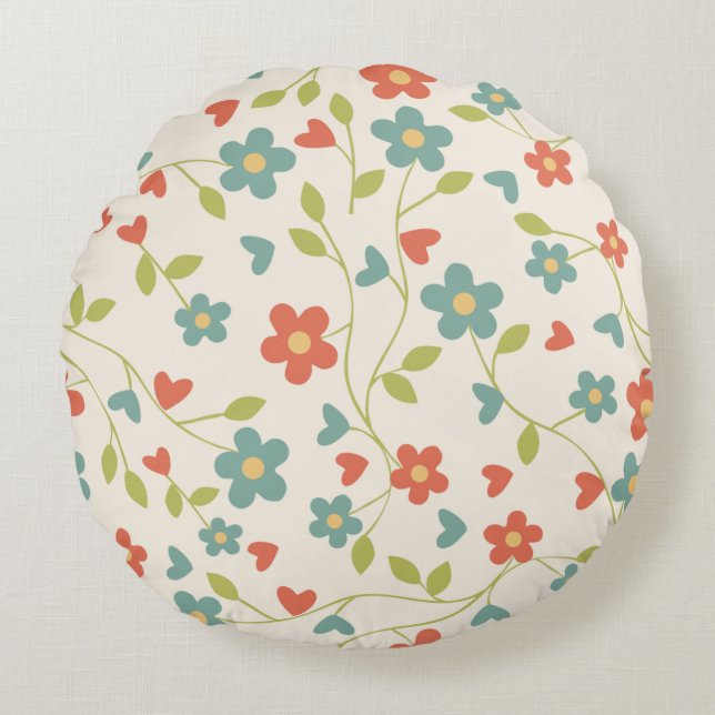 Cute Spring Flowers Round Pillow (Front)