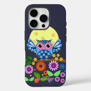 Cute spring Owl & custom Name iPhone 16 Pro Case