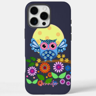 Cute spring Owl & custom Name iPhone 16 Pro Max Case