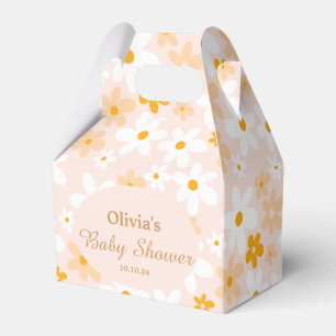 Cute Spring Pink Yellow Daisy Baby Girl Shower Favor Box