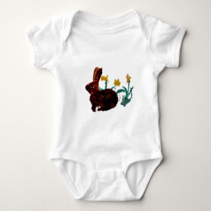 Cute Spring Rabbit Flowers Baby Bodysuit