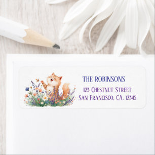 Cute Spring Watercolor Cat Return Address Label