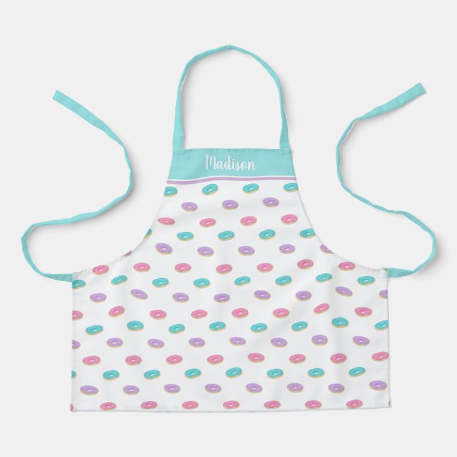 Cute Sprinkle Doughnuts Pattern Personalized Kids Apron (Front)
