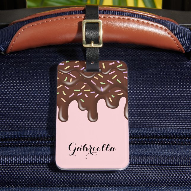 Cute Sprinkle Ice Cream Chocolate Personalized Luggage Tag (Front Insitu 2)