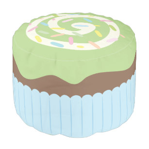 Cute Sprinkled Green Cupcake Pouf