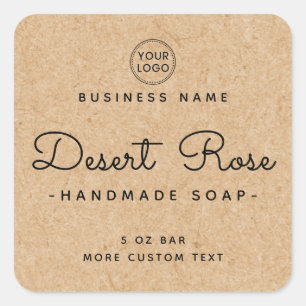 Cute square Kraft paper look product labels