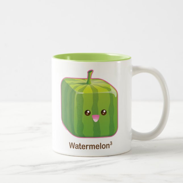 Cute Square Watermelon Two-Tone Coffee Mug (Right)