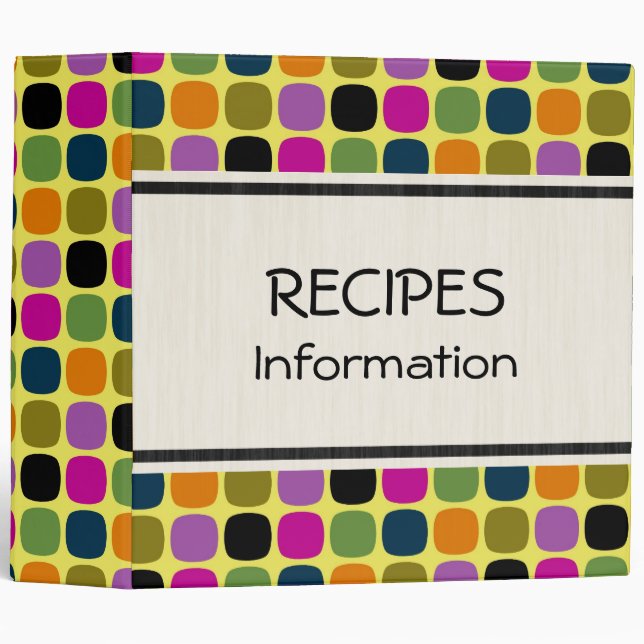 Cute Squares Modern Geometric Pattern Binder (Front/Spine)