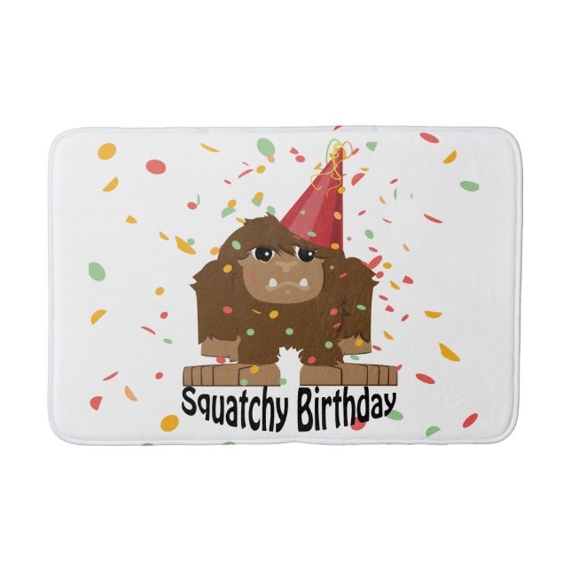 Cute Squatchy Birthday Bigfoot Bath Mat (Front)