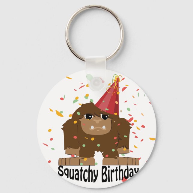 Cute Squatchy Birthday Bigfoot Keychain (Front)