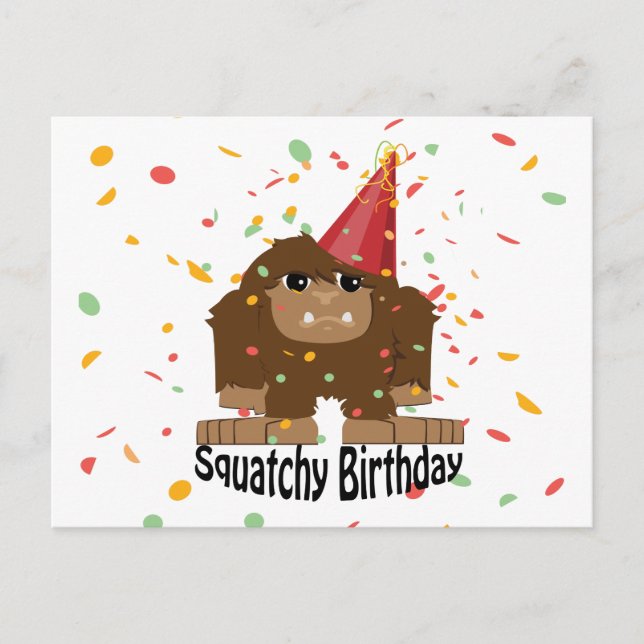 Cute Squatchy Birthday Bigfoot Postcard (Front)