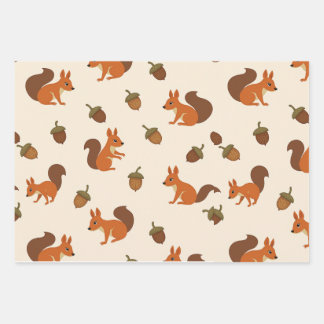 cute squirrel and acorn pattern Wrapping Paper