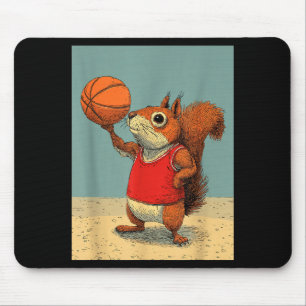 Cute squirrel animal funny basketball cartoon mouse pad