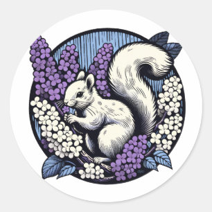 Cute Squirrel Art Nature Lovers Floral Squirrels   Classic Round Sticker