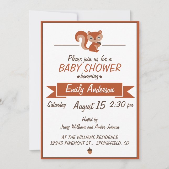 Cute Squirrel - Baby Shower Invitation (Front)