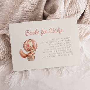 Cute Squirrel Balloon Baby Shower Books Enclosure Card
