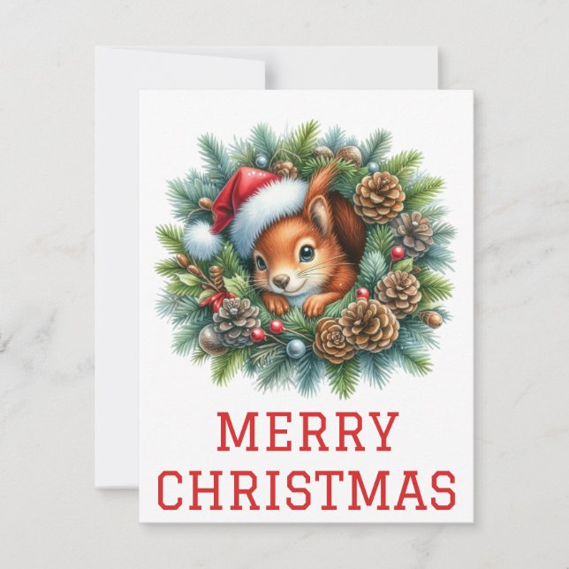 Cute Squirrel Christmas Card (Front)