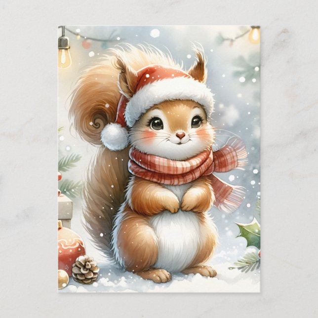 Cute Squirrel Christmas Postcard – Adorable (Front)