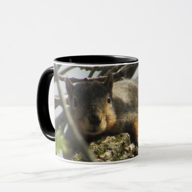 Cute Squirrel Coffee Mug with Black Handle (Front Left)