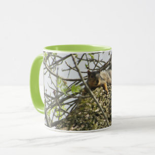 Cute Squirrel Coffee Mug with Lime Green Handle