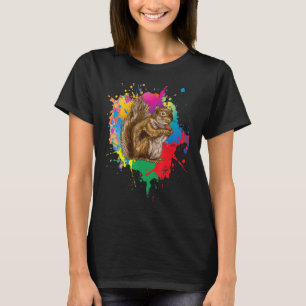 Cute Squirrel Colorful Pop Art Color Splash Animal T-Shirt