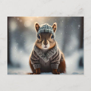Cute Squirrel Dressed for Winter Postcard