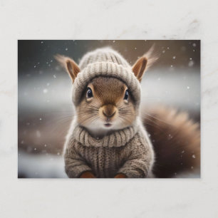Cute Squirrel Dressed for Winter Postcard