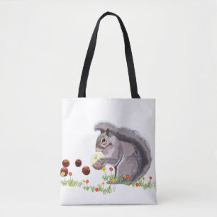 Cute Squirrel Eating An Apple Tote Bag