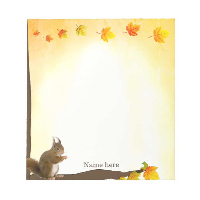 Cute Squirrel & Fall Leaves  Notepad (Front)