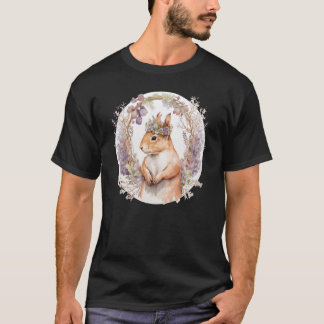 Cute Squirrel Flower Crown Boho Aesthetic Animal T-Shirt