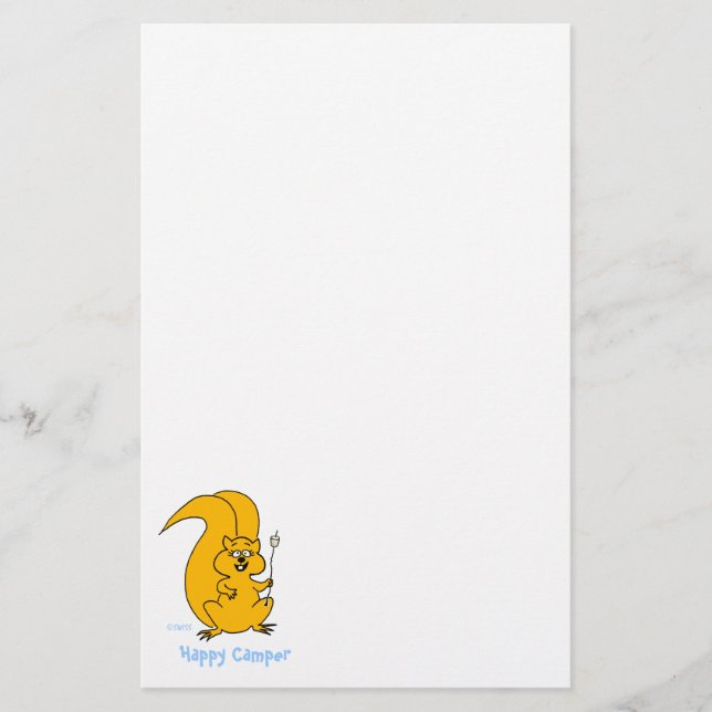 Cute Squirrel Happy Camper Summer Camp Stationery (Front)