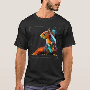 Cute Squirrel Illustration Colorful Polygonal Pop T-Shirt