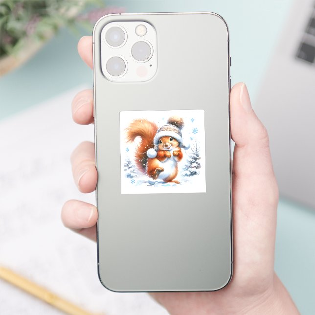 Cute Squirrel in the Snow Christmas (Phone)