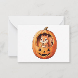 Cute Squirrel inside Halloween Pumpkin Jack o Lant Card