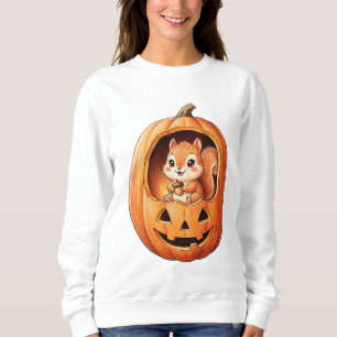 Cute Squirrel inside Halloween Pumpkin Jack o Lant Sweatshirt