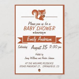 Cute Squirrel - Invitation Baby shower