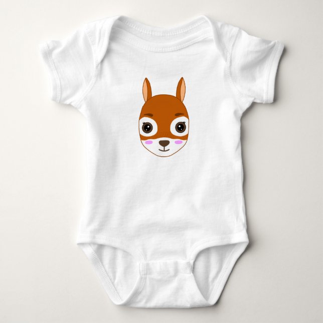 Cute Squirrel Kawaii design Baby Bodysuit (Front)