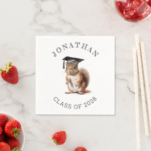  Cute Squirrel Kindergarten Graduation Napkin